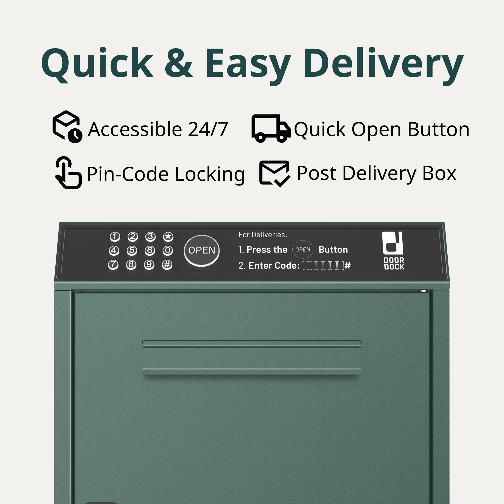 DOORDOCK - Smart Parcel Mailbox (Green)