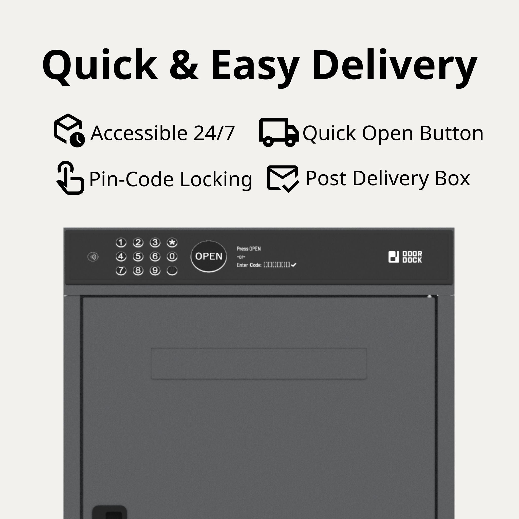 DOORDOCK - Smart Parcel Mailbox (Grey)
