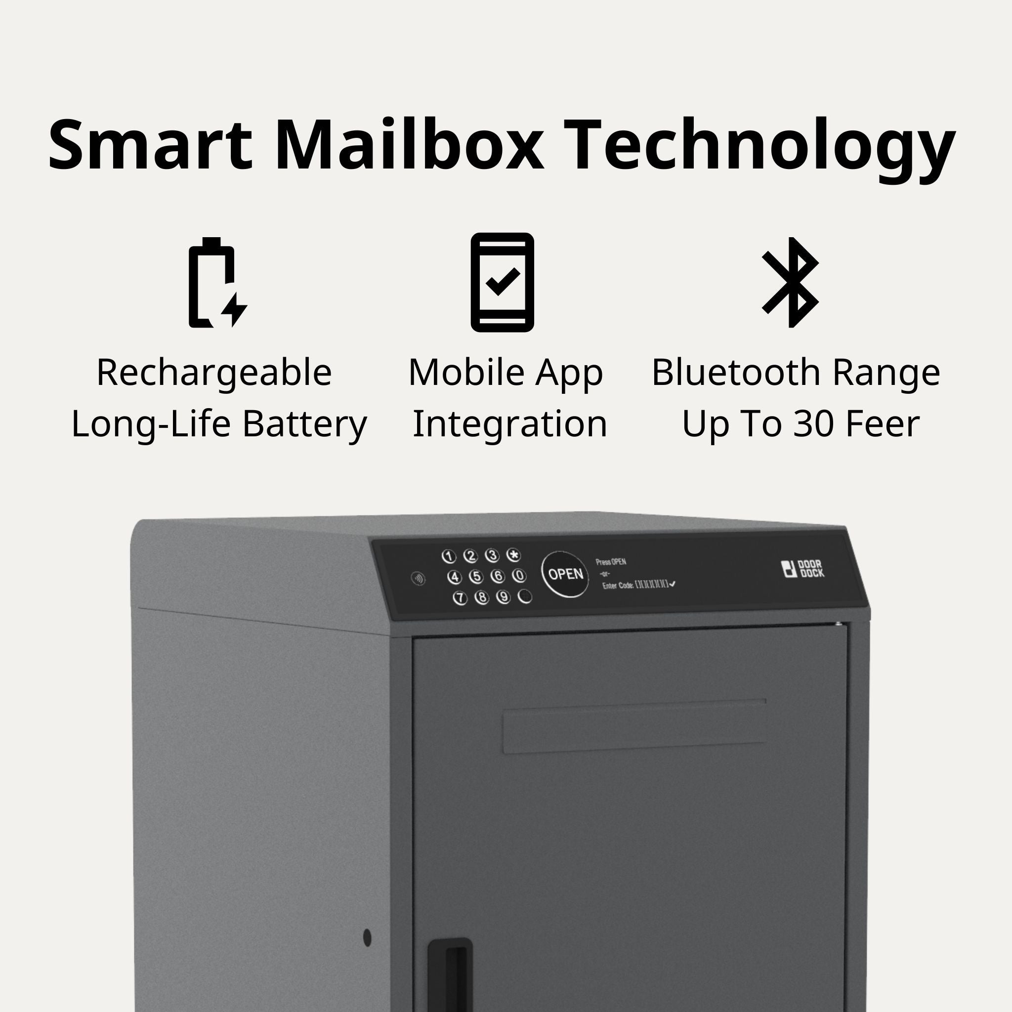 DOORDOCK - Smart Parcel Mailbox (Grey)