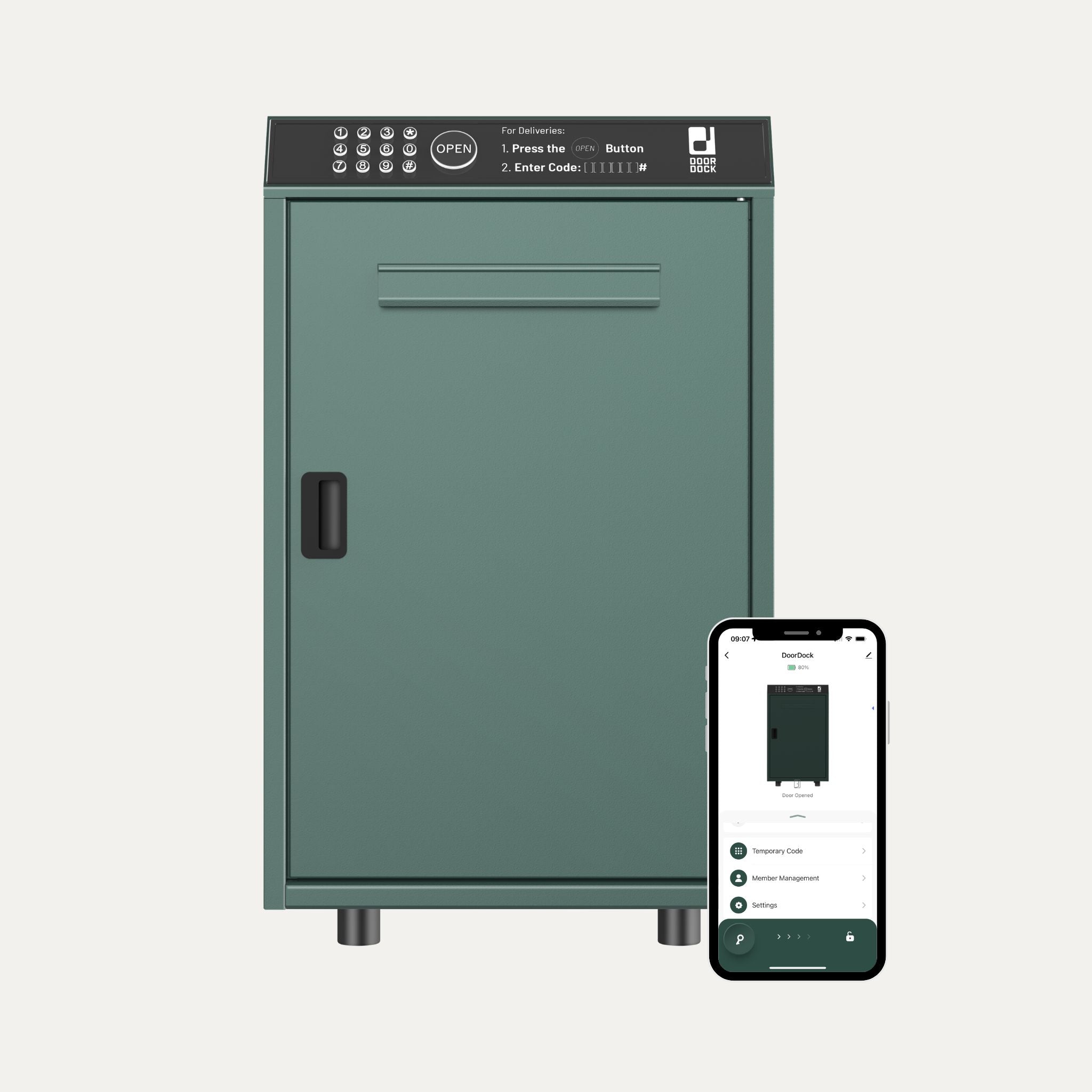 DOORDOCK - Smart Parcel Mailbox (Green)